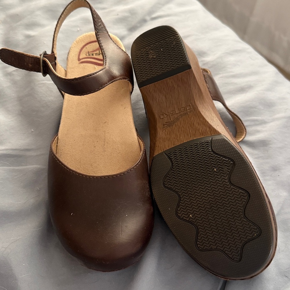 Dansko Dark Brown Kids Mary Jane Slingback Shoes - Picture 3 of 5